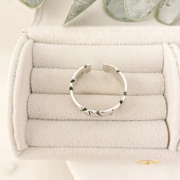 925 Sterling Silver Modern Ring Band Irregular Ring Abstract Modern Ring Band - Picture 6 of 9